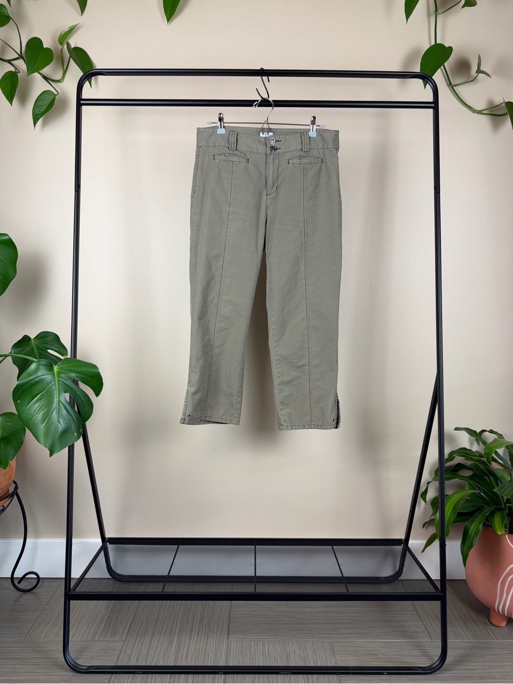 Calvin Klein Olive Crop Straight-Leg Chinos